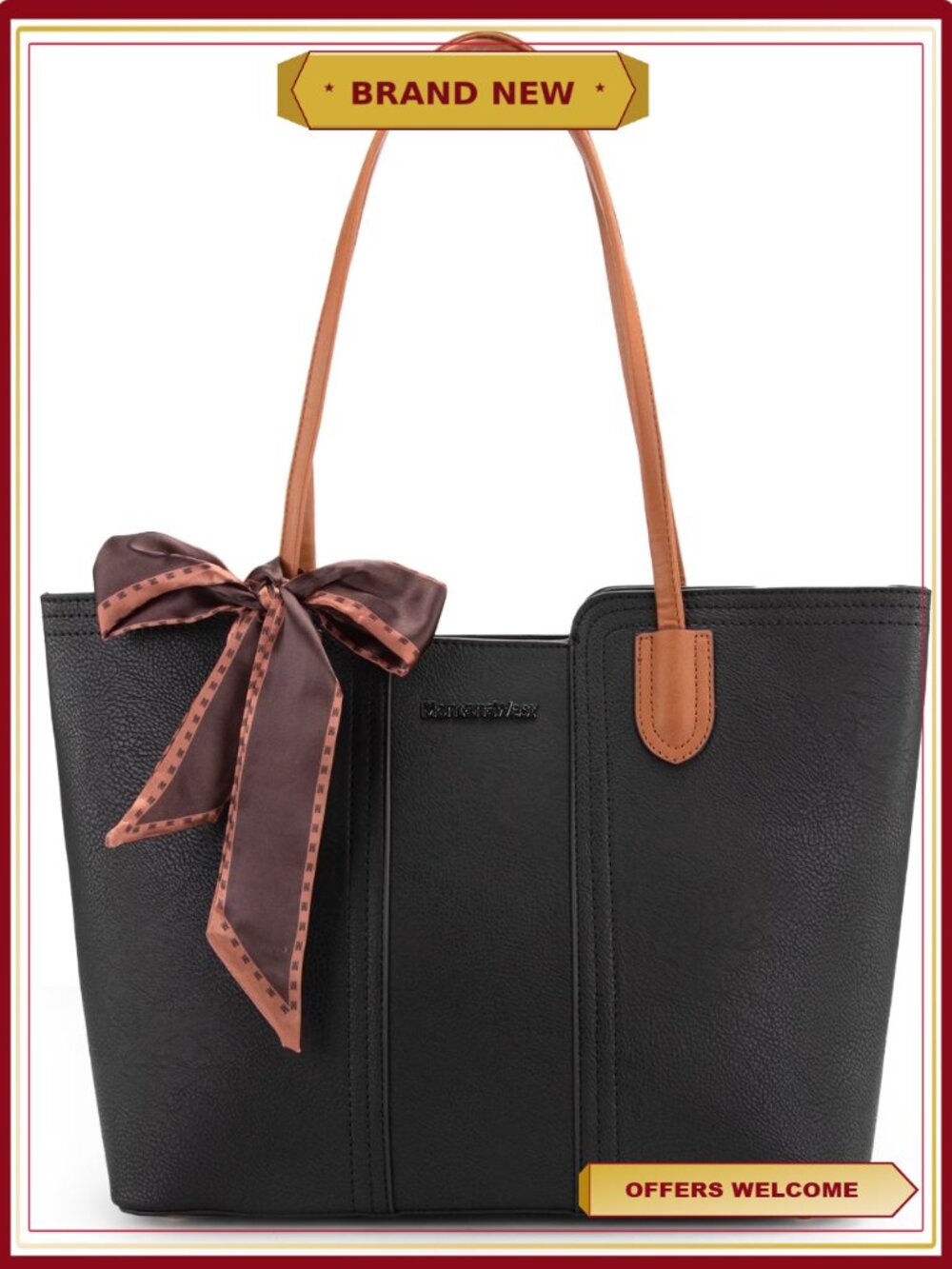 Medium Top Handle Tote Handbag with Scarf
